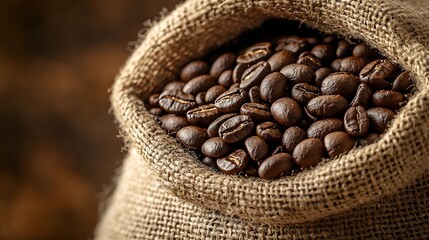 Coffee Beans in a Burlap Sack