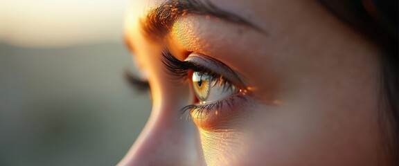 Poster - Close Up Of A Woman's Eye Looking Into The Distance.