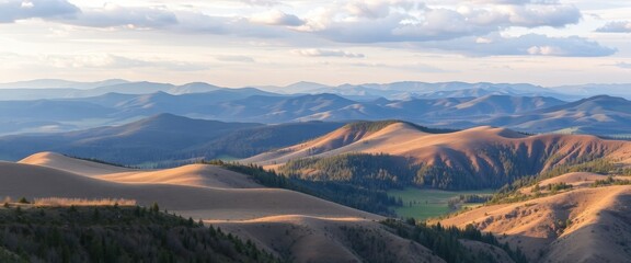 Wall Mural - Sunset Over Mountain Ranges.