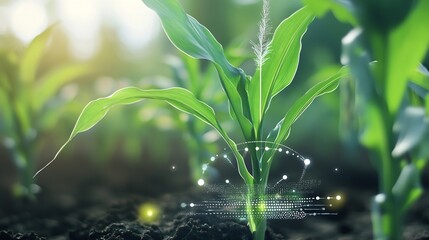 Aufkleber - Smart farming with IoTGrowing corn seedling with infographics Smart farming and precision agriculture 40 : Generative AI