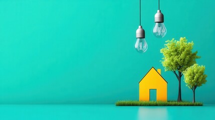 Wall Mural - Efficient Home Power Optimization Concept with Copy Space, Flat Design Illustration