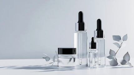 Poster - Transparent skin care products essence dropper utensils Scientific skin care : Generative AI