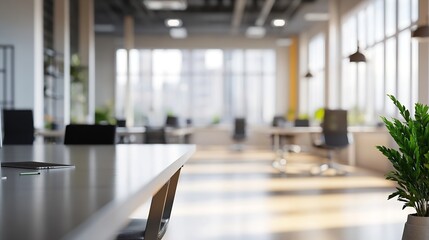 Aufkleber - Beautiful defocused office background  office interior panoramic background : Generative AI