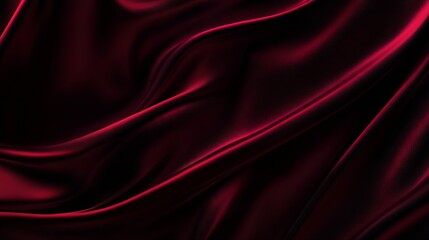 Poster - Black dark deep burgundy ruby cherry plum red abstract background Silk satin velvet fabric Elegant luxury rich Curtain drapery fold line wave flow Romance Valentine Birthday Christmas  : Generative AI