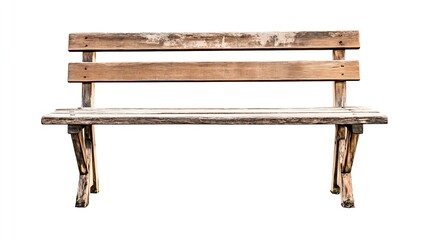 old wooden bench isolated on a white background : Generative AI