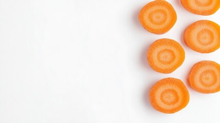Aufkleber - fresh raw carrot slices isolated on white background top view : Generative AI