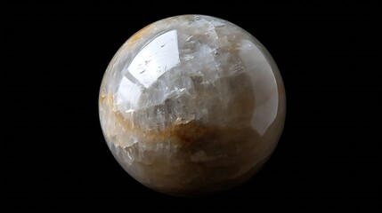 Wall Mural - Ball of quartz with rutile on a black background closeup : Generative AI