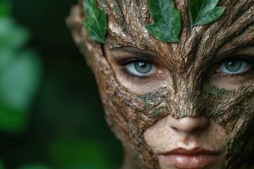 Poster - Mysterious face emerging from tree bark