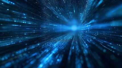 Poster - Abstract Digital Tunnel Of Blue Light And Data Lines