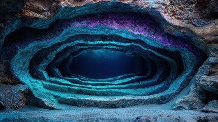 Wall Mural - Mesmerizing cave with vibrant blue and purple hues