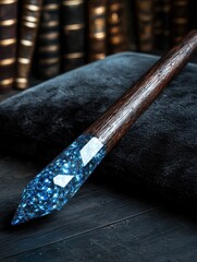 Poster - Magical wand with glittering blue crystal