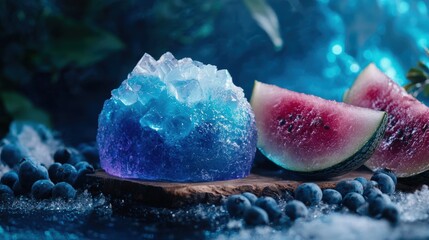 Wall Mural - Refreshing summer fruits and crystals