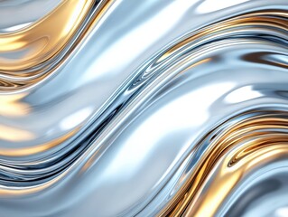 Canvas Print - abstract metallic fluid shapes