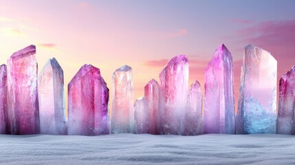 Poster - Magical crystal landscape at sunset