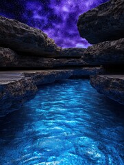 Canvas Print - Serene night sky reflection in tranquil pool