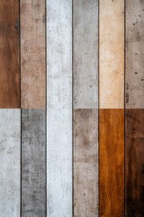 Wall Mural - Weathered wood planks in various shades of brown and gray