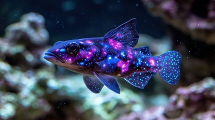 Wall Mural - Vibrant Underwater Creature with Glowing Fins