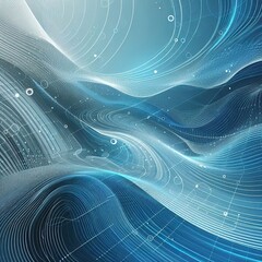 Poster - Modern abstract background with wavy lines. Digital technology concept. vector illustration. 3D Rendering. AI generated