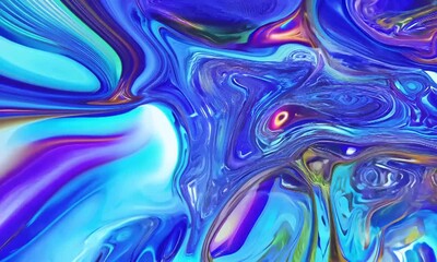 Wall Mural - Abstract, swirling, and vibrant colors in shades of blue, yellow, and purple. The colors blend and flow, creating a mesmerizing and dynamic effect.