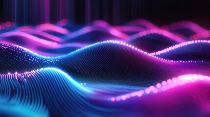Poster - innovative 3d technology background with digital waves and vibrant neon colors, advanced design