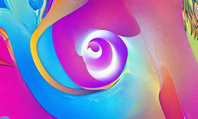 Wall Mural - Abstract animation of a swirling, multi-colored shape, resembling a vortex or a psychedelic tunnel. The colors blend and change, creating a mesmerizing and hypnotic effect.