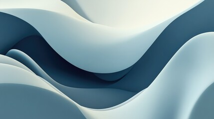Poster - Minimalist 3D abstract background with smooth curves and monochromatic color scheme