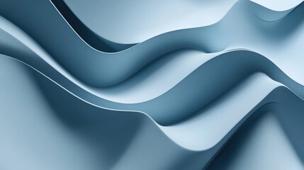 Poster - Minimalist 3D abstract background with smooth curves and monochromatic color scheme