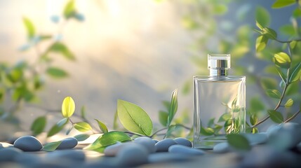 Perfume Bottle in a Tranquil Garden Setting