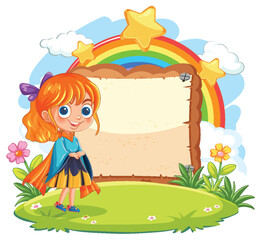 Sticker - Colorful Girl with Rainbow Background