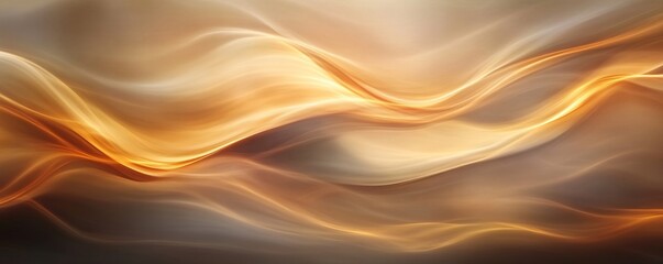 Sticker - Abstract golden waves on blurred background