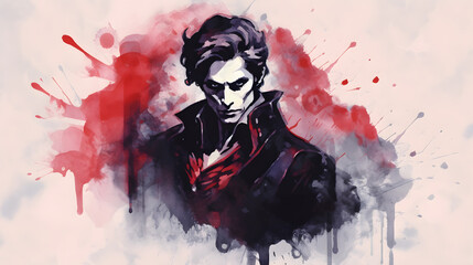 Sticker - Vampire Fantasy Watercolor Style