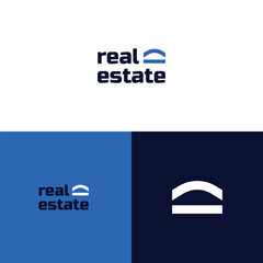 Wall Mural - modern real estate mark logo design vector inspiration with bold, elegant and simple styles. minimalist sign mark symbol logo vector design template for real estate, rent home, house, and property