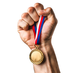 hand of Athlete holding gold medal