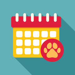 Poster - illustration of a calendar with a paw print, showing a pet's upcoming appointment