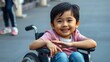 © EdgarDaniel - Niño con capacidades diferentes en silla de ruedas, como secuela de un problema neurológico. Su capacidad adaptativa hace que sea feliz y con buena calidad de vida.