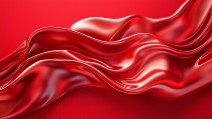 Poster - elegant red satin fabric flowing gracefully across a vibrant background in soft natural light