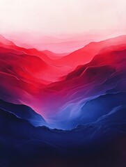 Poster - Striking gradient background transitioning from a deep bold crimson red to a rich royal blue  The abstract design features a fluid dynamic movement with captivating color contrast and modern