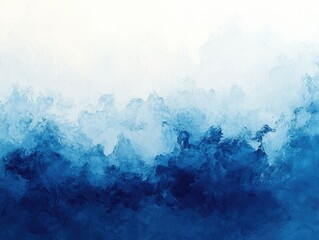 Poster - Elegant and Serene Gradient Blending of Navy Blue Sky Blue and White   Calming and Tranquil Abstract Artwork Digital