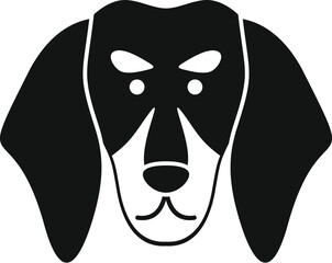 Canvas Print - Black and white silhouette icon of a dachshund dog breed looking forward