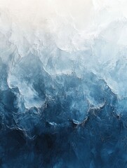 Poster - Mesmerizing abstract gradient design blending icy blue silvery and crisp white tones for a serene minimalist and contemporary aesthetic  This frosty cool