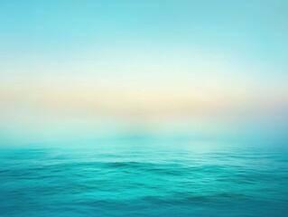 Poster - Smooth gradient from teal to turquoise to sky blue   Serene and captivating abstract digital artwork with a fluid aquatic and minimalist aesthetic