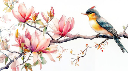 Naklejka na meble Watercolor painting of kingfisher in Chinese art style