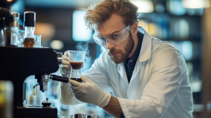 Poster - scientist conducting experiments in modern laboratory while analyzing chemical reaction with precisi