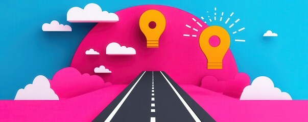 Business roadmap, clear objectives and milestones, flat design illustration