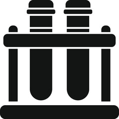 Poster - icon of two test tubes standing in a wooden rack, representing a chemistry experiment