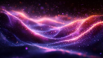 Luminous purple wavy line light line, purple wave lights , purple stars dust trail sparkling particles isolated