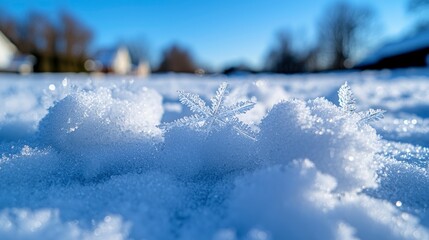 Wall Mural - Texture of snow, winter surface, detailed crystals Background