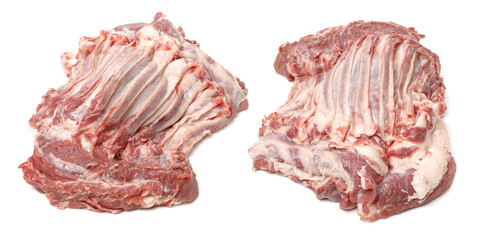 Wall Mural - raw lamb meat on white background