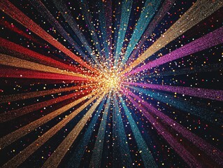 Poster - Shimmering embroidered starburst pattern with glittering threads as a festive and bright decorative design  The abstract geometric pattern creates a luxurious glamorous and contemporary art effect