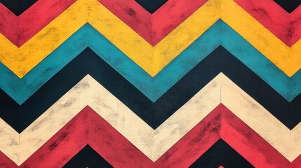 Poster - Vibrant and energetic zigzag pattern design with bold color contrasts embodying the dynamic and sophisticated aesthetic of the Art Deco revival style